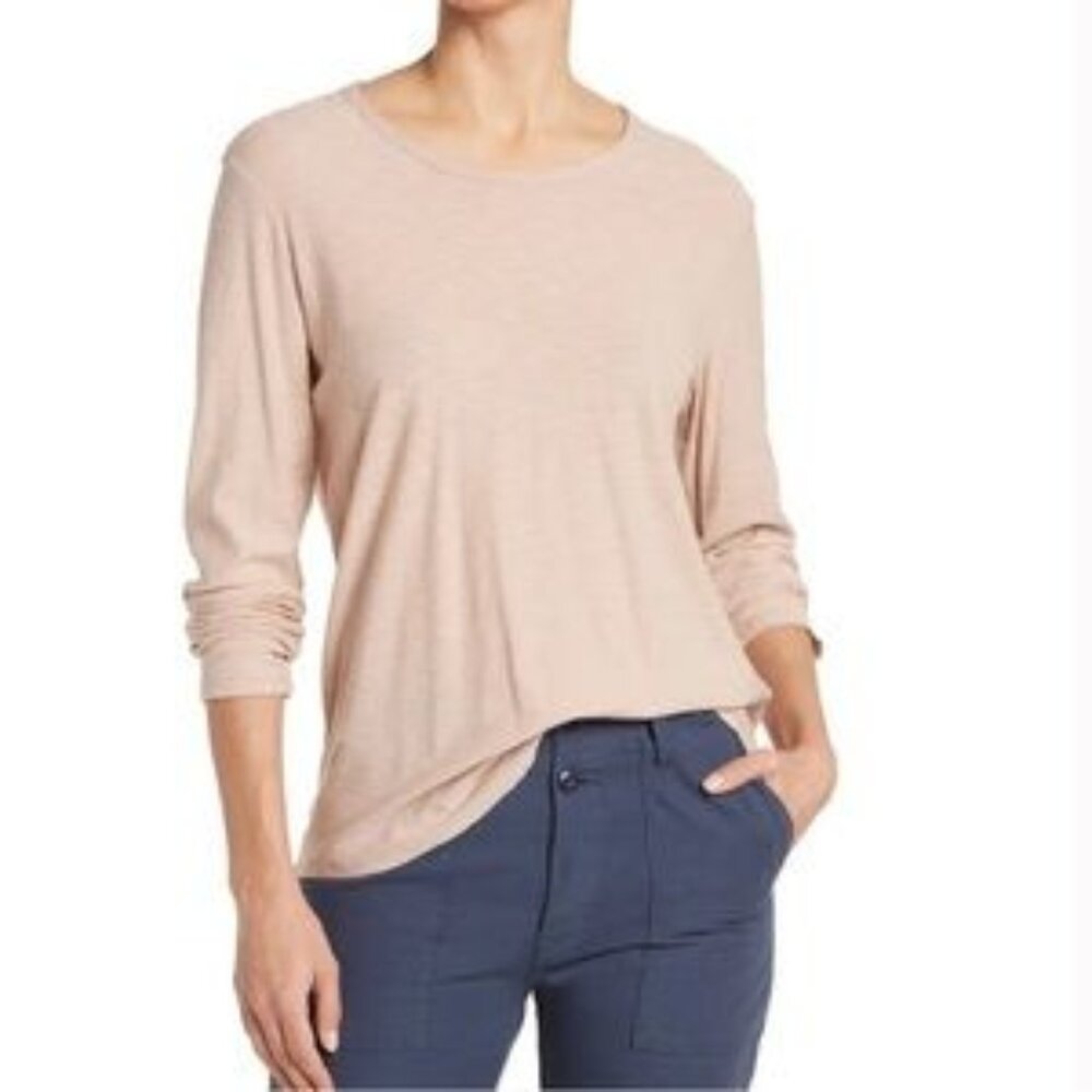 JAMES PERSE Nude Himalayan Salt Pink Long Sleeve Cotton Modal Crew Neck T-Shirt